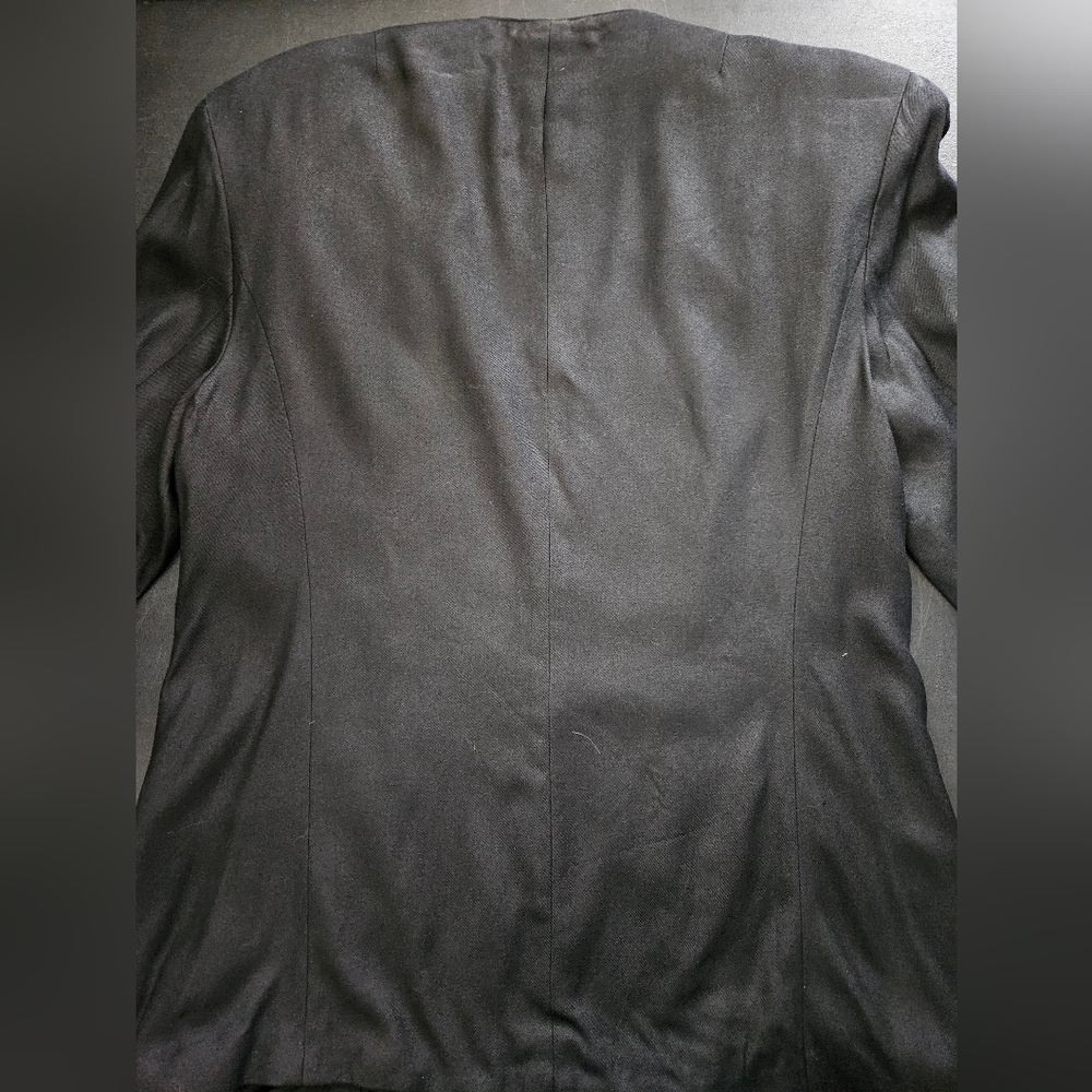 Vintage - Silk Bergdorf Goodman Black Collarless One Button Blazer - Size 14 - Picture 5 of 7